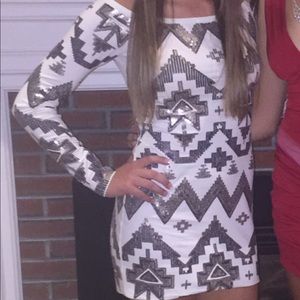 Bodycon White Aztec Dress